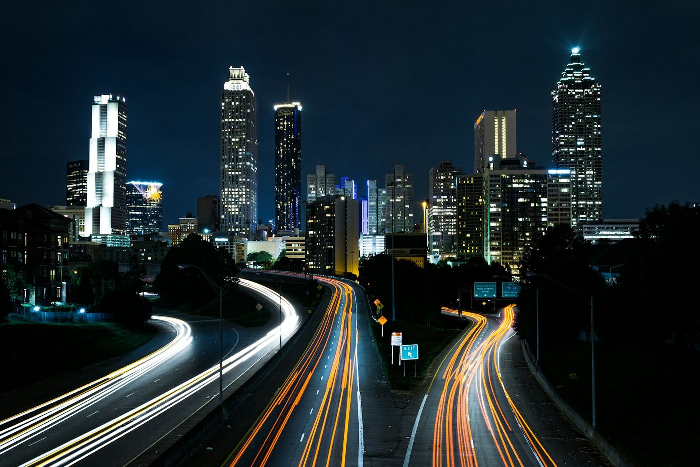 City property portfolio skyline at night